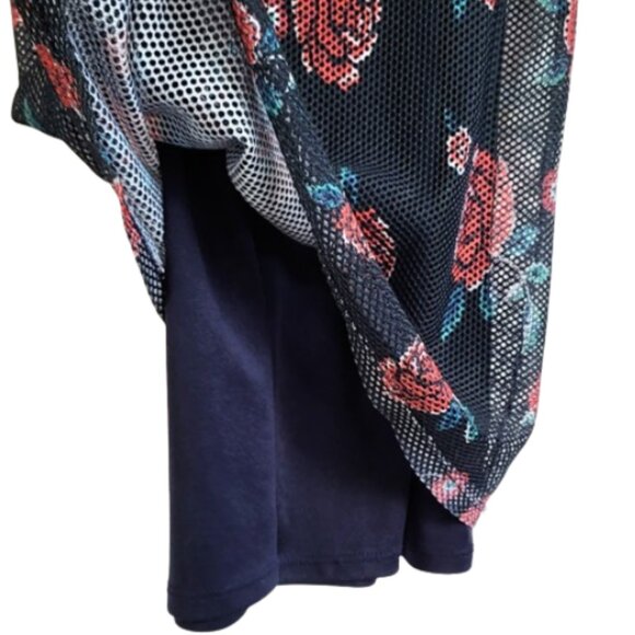 DEREK HEART Navy Blue & Red Floral #10 Mesh Dress - Girl's 7/8 - Picture 4 of 5